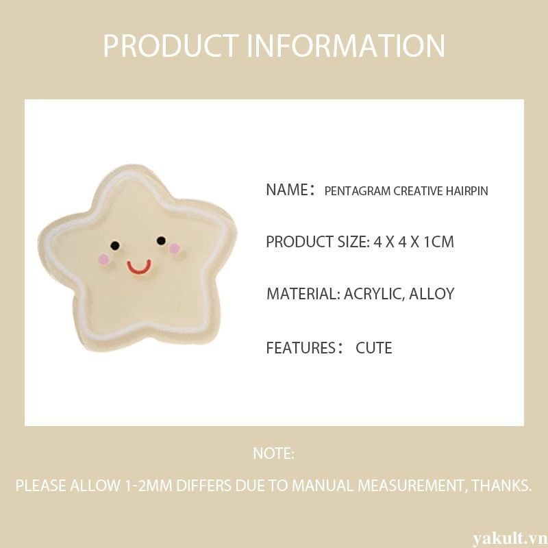 🎀 yakult 🎀Kẹp Tóc Hình Ngôi Sao / Thỏ Con Dễ Thương Sáng Tạo Phong Cách Ngọt Ngào