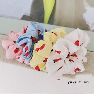 🎀 yakult 🎀Dây buộc tóc, cột tóc vải scrunchies quả dâu siêu đẹp