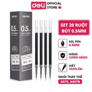Combo 20 ruột bút gel S221 Deli 0.5mm dùng cho bút bi nước A575 không gai viết trơn tru phù hợp học sinh văn phòng