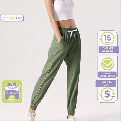 Quần jogger nữ Choobe bom vải gió mịn chất nhẹ chống nhăn cạp chun năng động cá tính thể thao Q65