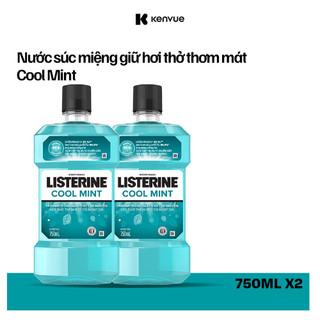  Bộ 2 chai nước súc miệng diệt khuẩn Listerine Cool Mint 750ml/chai