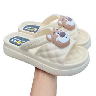 Dép bánh mì nữ hình gấu nâng đế 5cm kiểu quai ngang có dây girl phố chống trơn đi mưa du lịch tắm biển-giày dép 97