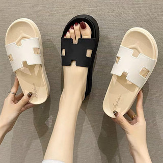 Dép chữ h dép quai ngang nữ độn đế 3cm mũi tròn đi mưa rất bền quai nhựa bánh mì eva basic chống trơn-giày dép 97