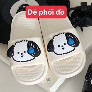 Dép quai ngang nữ dép bánh mì đúc cao 2cm đi mưa chất liệu eva kiểu dáng unisex ulzzang in hình chú chó-giày dép 97