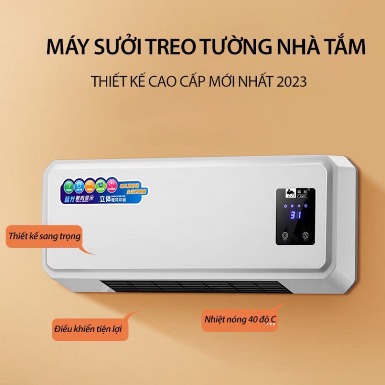 [ HÀNG CHÍNH HÃNG ] Máy Sưởi Gốm Camel Cao Cấp Làm Nóng Nhanh,Treo Tường Kèm Điều Khiển Từ Xa- Công Suất 2000W