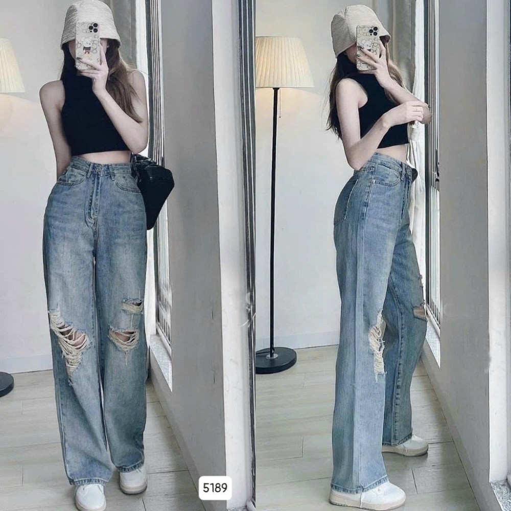 Quần bò ống đứng xanh nhạt gấu tua rua, Quần jean ống đứng lưng cao xanh nhạt tôn dáng gấu tua rua 2024 D 27 | BigBuy360 - bigbuy360.vn