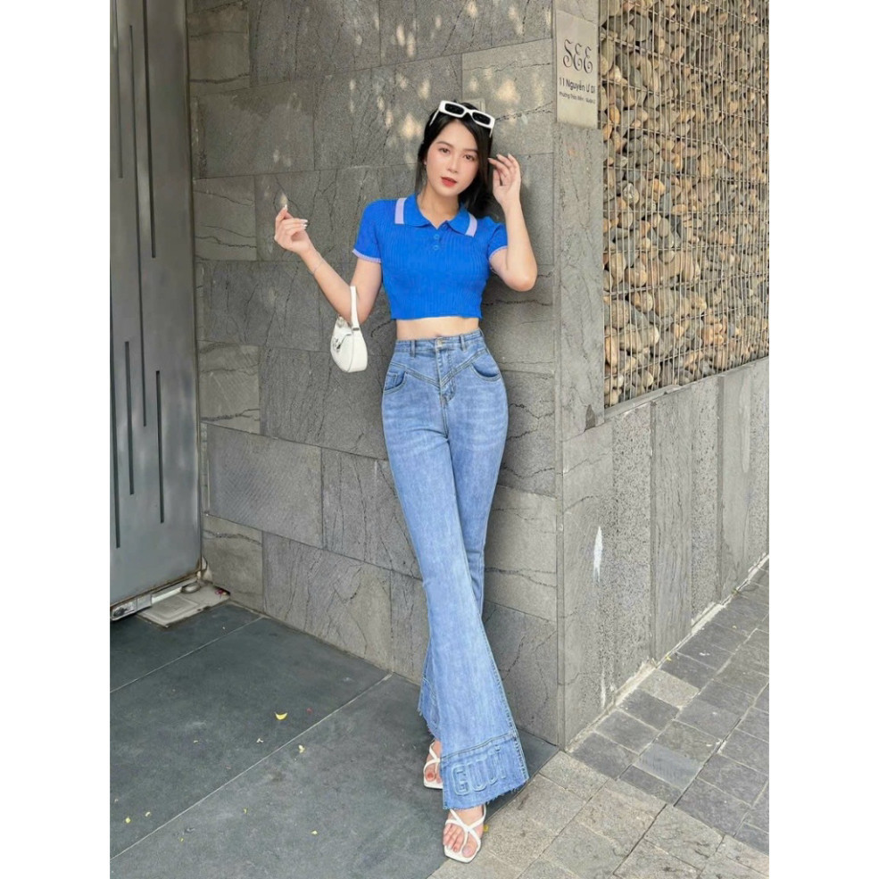 Quần jean ống rộng dáng suông bạc , Quần jean ống rộng dáng xuông lưng cao xanh bạc siêu xinh chất D32 | BigBuy360 - bigbuy360.vn