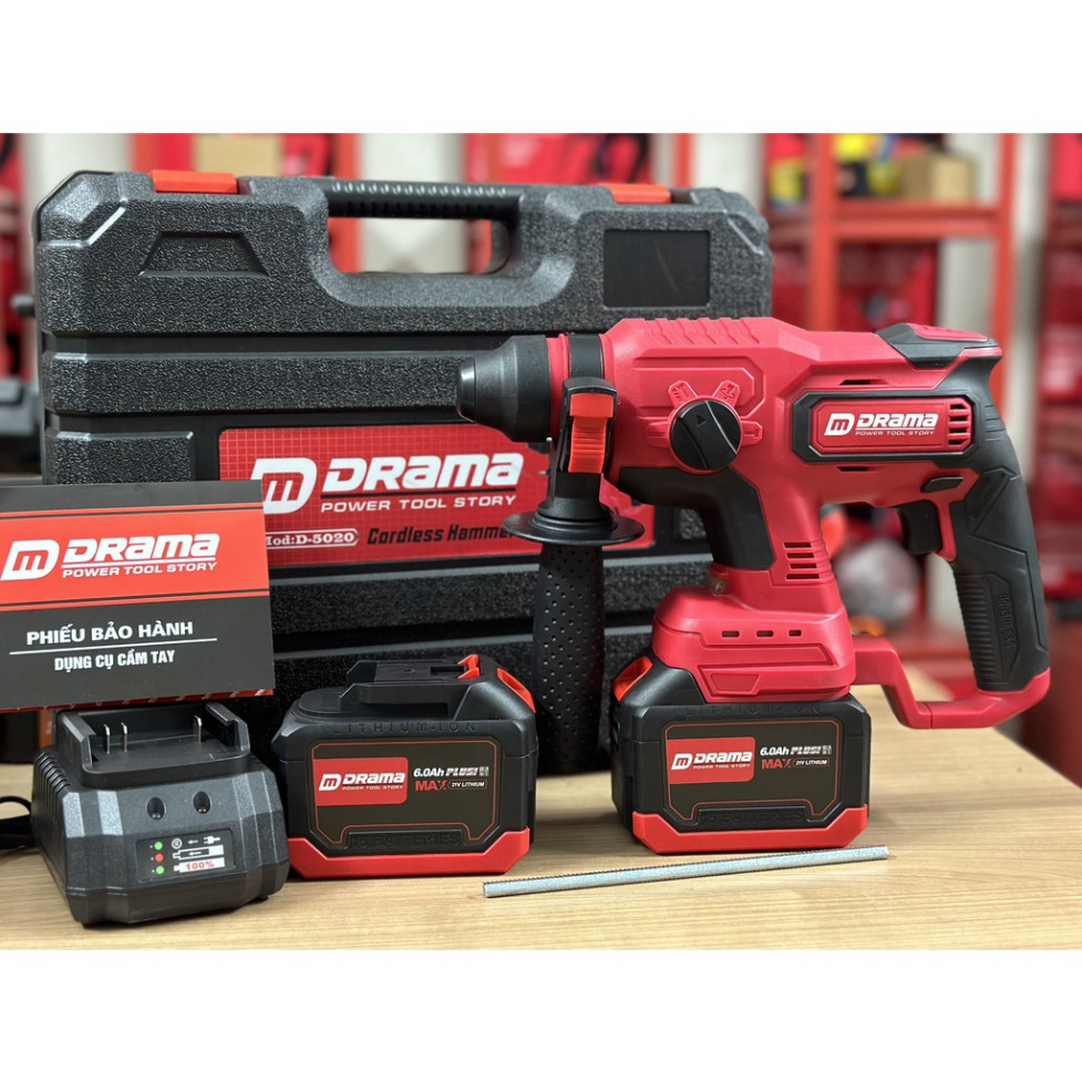 Máy Khoan Bê Tông Pin Drama D-5020 4 Chức Năng Chân Pin Phổ Thông 2 Pin 15 Cell
