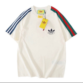 Áo Thun Gucci Phối Adidas Logo Thêu - Áo Cộc Gucci Adidas Chất Cotton Phong Cách Boy Phố