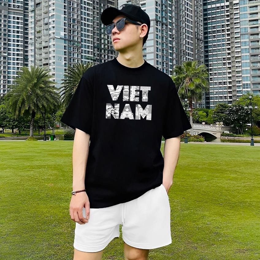 Áo Thun Unisex  Cotton in chữ VIỆT NAM- HÀ NỘI- SÀI GÒN nghê thuật UT