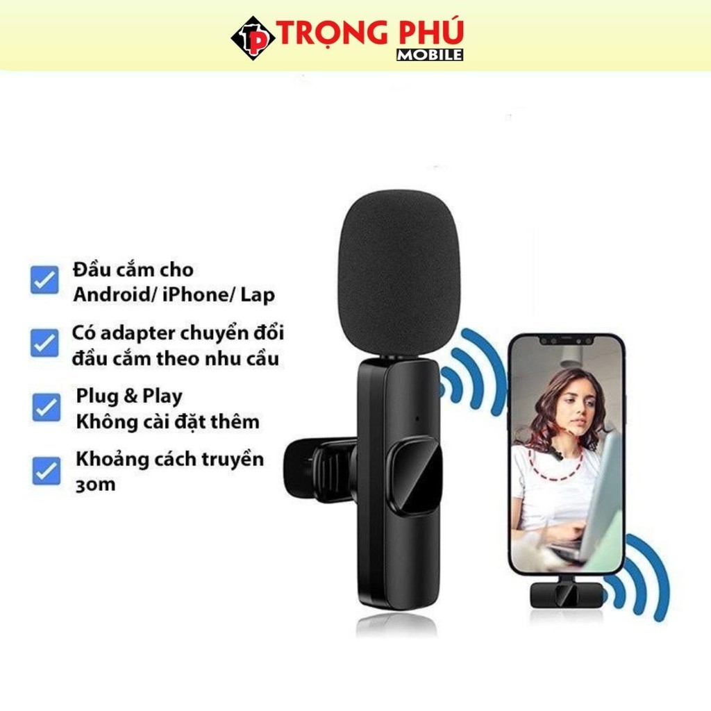 Micro Thu âm K9 không dây 2 mic hot