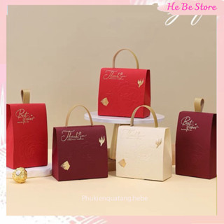 Hộp quà túi xách hoa hồng nổi 11.5x6x11.3cm đựng quà sinh nhật, tốt nghiệp đựng bánh kẹo socola, mỹ phẩm phụ kiện