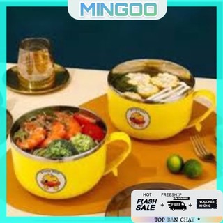 Bát ăn mì có nắp inox giữ nhiệt cute có quai , Ca ăn mì có nắp đậy , Bát úp mì có nắp