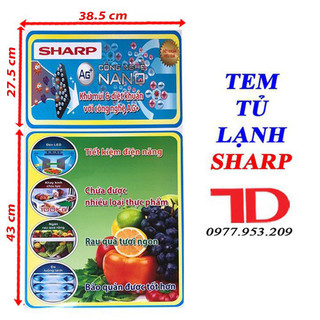 Miếng dán tủ lạnh sharp, tem trang trí tủ lạnh sharp điện lạnh thuận dung