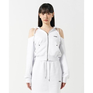 NERDY - Áo hoodie nữ tay dài phối zip Open Shoulder