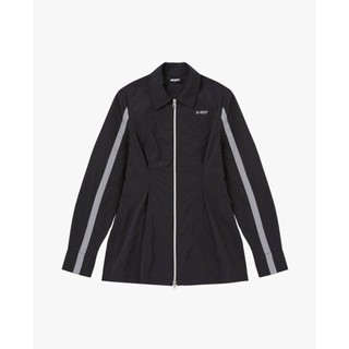 NERDY - Áo sơ mi nữ cổ bẻ tay dài Line Zipper