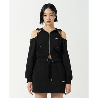 NERDY - Áo hoodie nữ tay dài phối zip Open Shoulder
