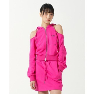 NERDY - Áo hoodie nữ tay dài phối zip Open Shoulder