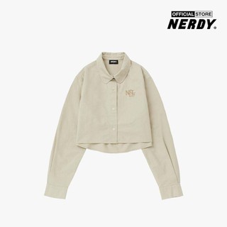 NERDY - Áo sơ mi nữ croptop tay dài Embroidery Logo PNEF23SR03-30