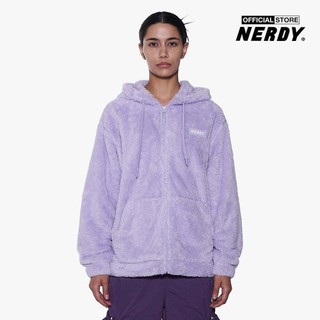 NERDY - Áo khoác lông unisex phối mũ Fluffy PNEW23FJ03-36