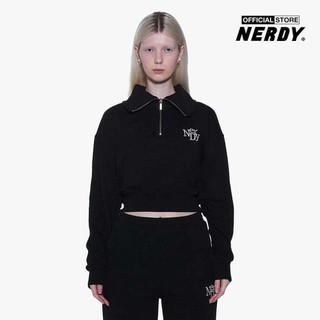NERDY - Áo sweatshirt nữ cổ bẻ phom croptop Half Zip Up PNEF23SW11-01