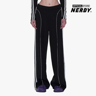 NERDY - Quần dài nữ ống rộng lưng thun Color Block PNEF23TP02-01