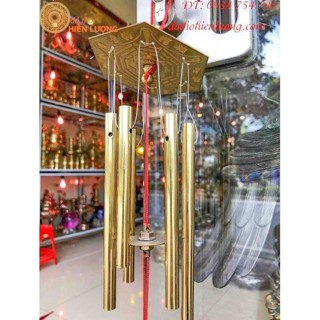 Chuông Gió Phong Thủy 5 Ống Bằng Đồng 100% Loại Đẹp 4 Cỡ: Dài Ống: 14cm, 20cm, 35cm, 40cm