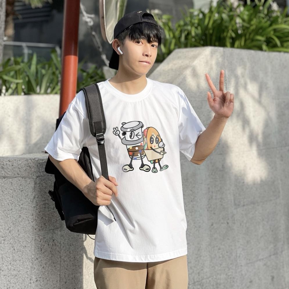 Áo thun unisex In hình Cà phê và Bánh mì Việt Nam form basic cotton-Đen/Trắng/Nâu nhạt UT