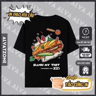 Áo Thun  Food - Bánh Mỳ Thịt Nam Nữ Trắng Đen Be Form Rộng Unisex HT