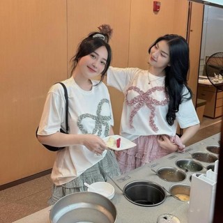 SET ÁO COTTON TÀU ĐÍNH NƠ MIX CHÂN VÁY XÒE
