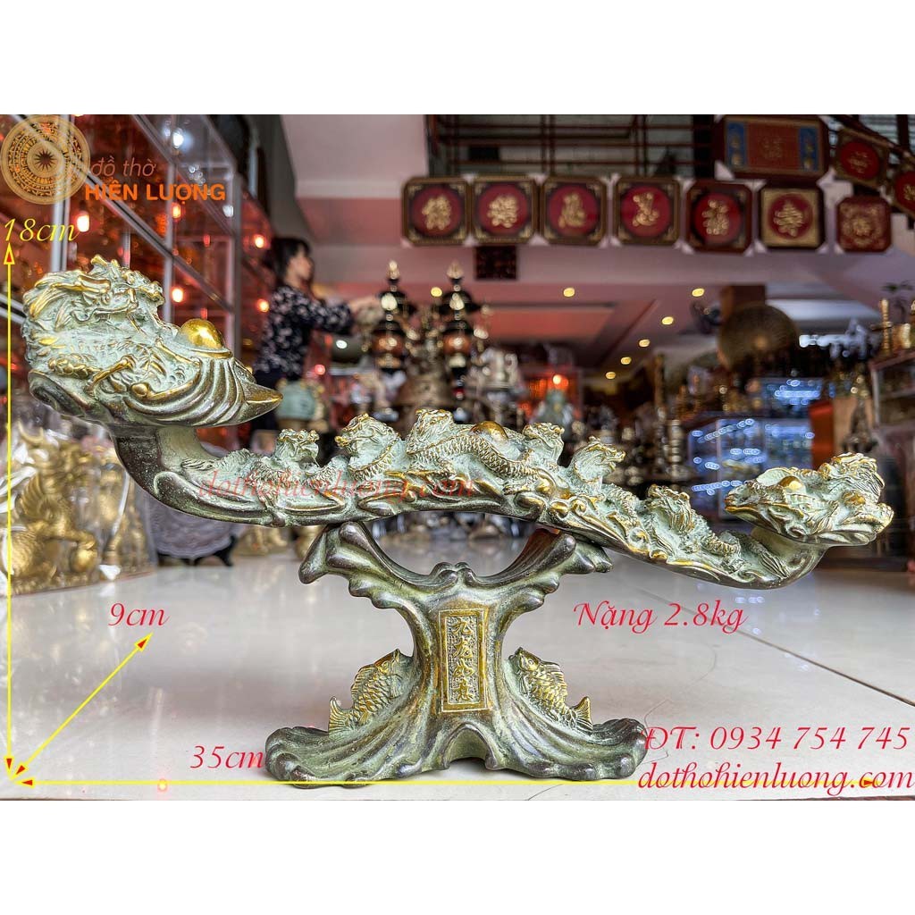 Gậy Như Ý Phong Thủy Bằng Đồng -Gậy Như Ý Cửu Long Bằng Đồng 2 Cỡ: Dài 35cm và 55cm