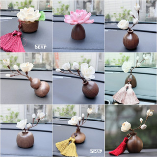 Bình hoa Mộc Liên trang trí tượng phật, trụ gỗ Mộc Liên Hoa Decor taplo xe ô tô, bàn làm việc