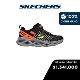 Skechers bé trai giày thể thao thường ngày, đi học s-lights twisty brights novlo lights, on/off button - 401650l-bkor