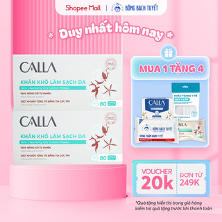 Combo 2 hộp khăn khô Bông Bạch Tuyết làm sạch da Calla đa năng 80 miếng/hộp - bông tẩy trang