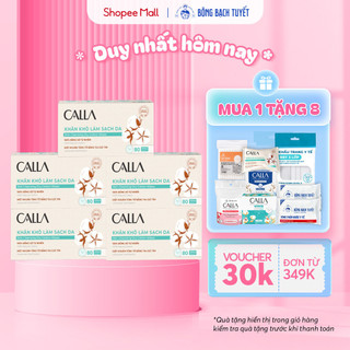 Combo 5 hộp khăn khô Bông Bạch Tuyết làm sạch da Calla đa năng 80 miếng/hộp - bông tẩy trang
