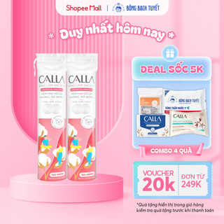 Combo 2 Gói Bông Tẩy trang làm sạch da Bông Bạch Tuyết Calla tròn mịn 150 miếng/gói