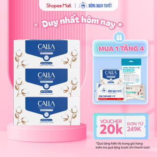 Combo 3 Bông tẩy trang Bông Bạch Tuyết Calla Xỏ Ngón Dạng Túi, làm sạch da 80 miếng/hộp