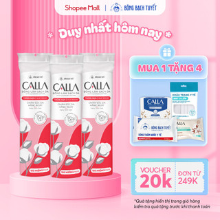 Combo 3 Gói Bông Tẩy trang làm sạch da Bông Bạch Tuyết Calla tròn mịn 150 miếng/gói