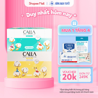 Combo Bông tẩy trang Bông Bạch Tuyết Calla 01 sạch sâu 150 miếng & 01 mềm mịn 180 miếng
