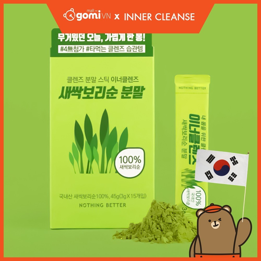 Bột Lúa Mạch Nảy Mầm INNER CLEANSE Young Barley Leaf Powder (Hộp 15 Gói) GomiMall