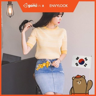 Áo Len Cổ Tròn Tay Lửng Kẻ Sọc Ngang ENVYLOOK Hirst Short-Sleeve Tee GomiMall