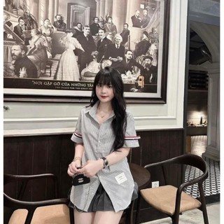 Áo sơ mi nữ tay ngắn và tay dài  TAY VIỀN ĐỎ phong cách HÀN QUỐC  M1254