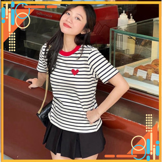 [H.Lana] ÁO PHÔNG VIỀN ĐỎ THÊU TRÁI TIM