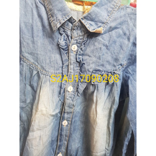Áo jean sơ mi bé gái dài tay, nơ ngực cách điệu Cute , hiệu jinjean, size 3t-4t(12-20kg) S2AJ17090208_vk_ca top1selloff