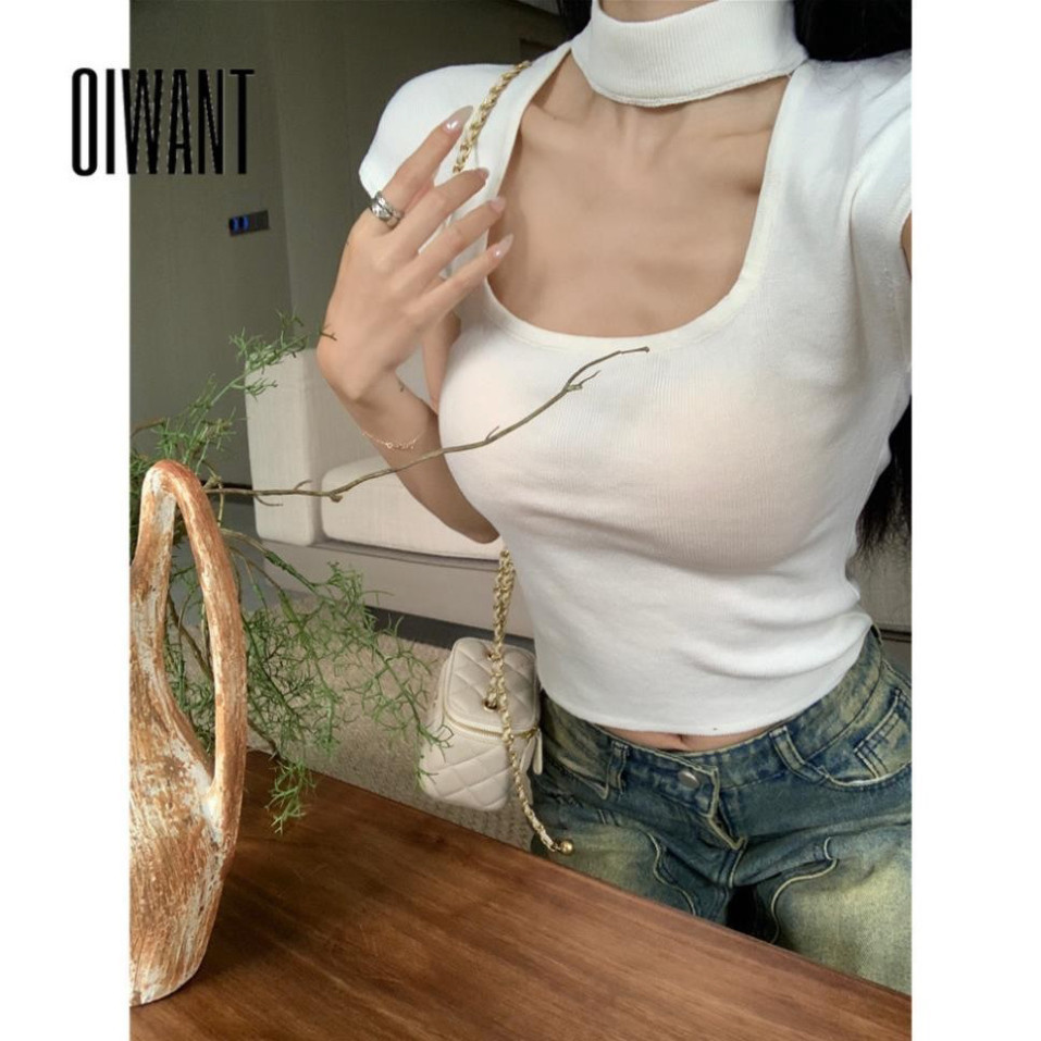 Oiwant Nữ Áo hai dây Retro Đan Màu Trơn Casual 2024 Phong Cách Mới Cổ Vuông Cắt Thấp Tất Cả Trận Đấu A70 | BigBuy360 - bigbuy360.vn