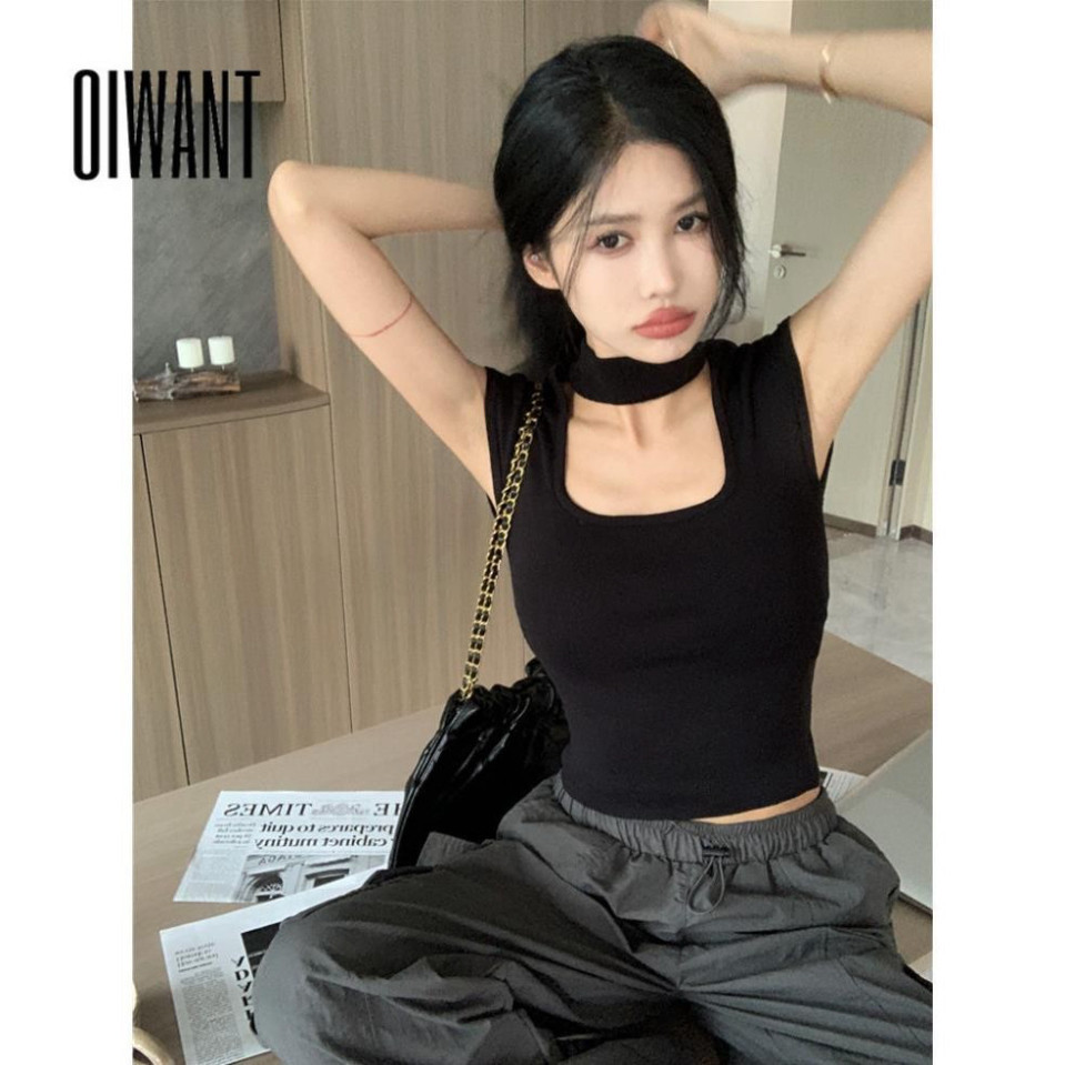 Oiwant Nữ Áo hai dây Retro Đan Màu Trơn Casual 2024 Phong Cách Mới Cổ Vuông Cắt Thấp Tất Cả Trận Đấu A70 | BigBuy360 - bigbuy360.vn