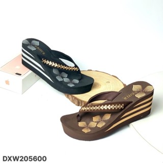 Dép kẹp nữ size 35-39 tông xỏ ngón quai vải đá tết đế xuồng xốp in hoa ép cao su 7cm DXW205600