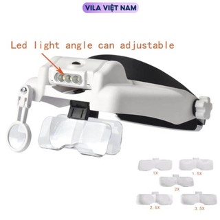 Kính lúp đeo đầu có đèn mg-81000g, hỗ trợ sửa chữa, đọc sách báo