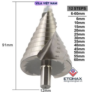 Mũi khoan tháp HSS siêu cứng đường kính 6mm- 60mm