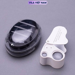 Kính lúp cầm tay mini 30x- 60x v2, Đèn led siêu sáng, kính lúp móc treo chìa khóa tiện lợi